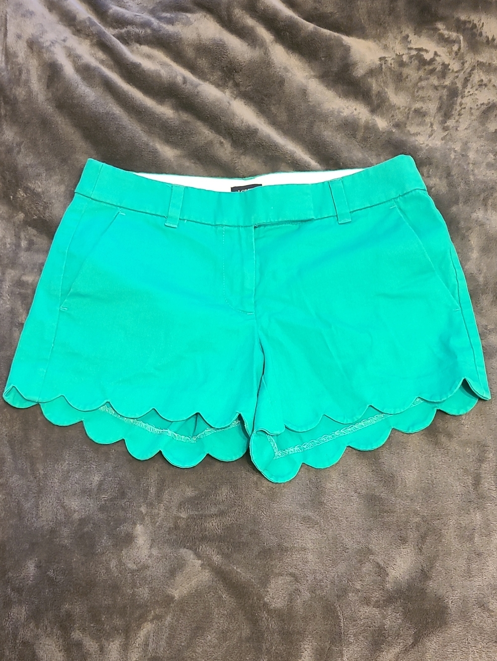 J. Crew Teal Scallop-Hem Cotton Shorts